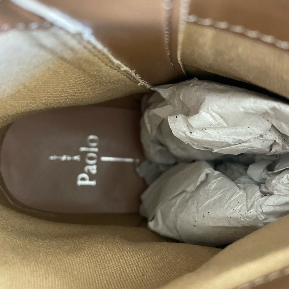 LINEA PAOLO Women's Light Tan Suede Sadie Block Heel Bootie Classic Size 12 - Picture 9 of 9